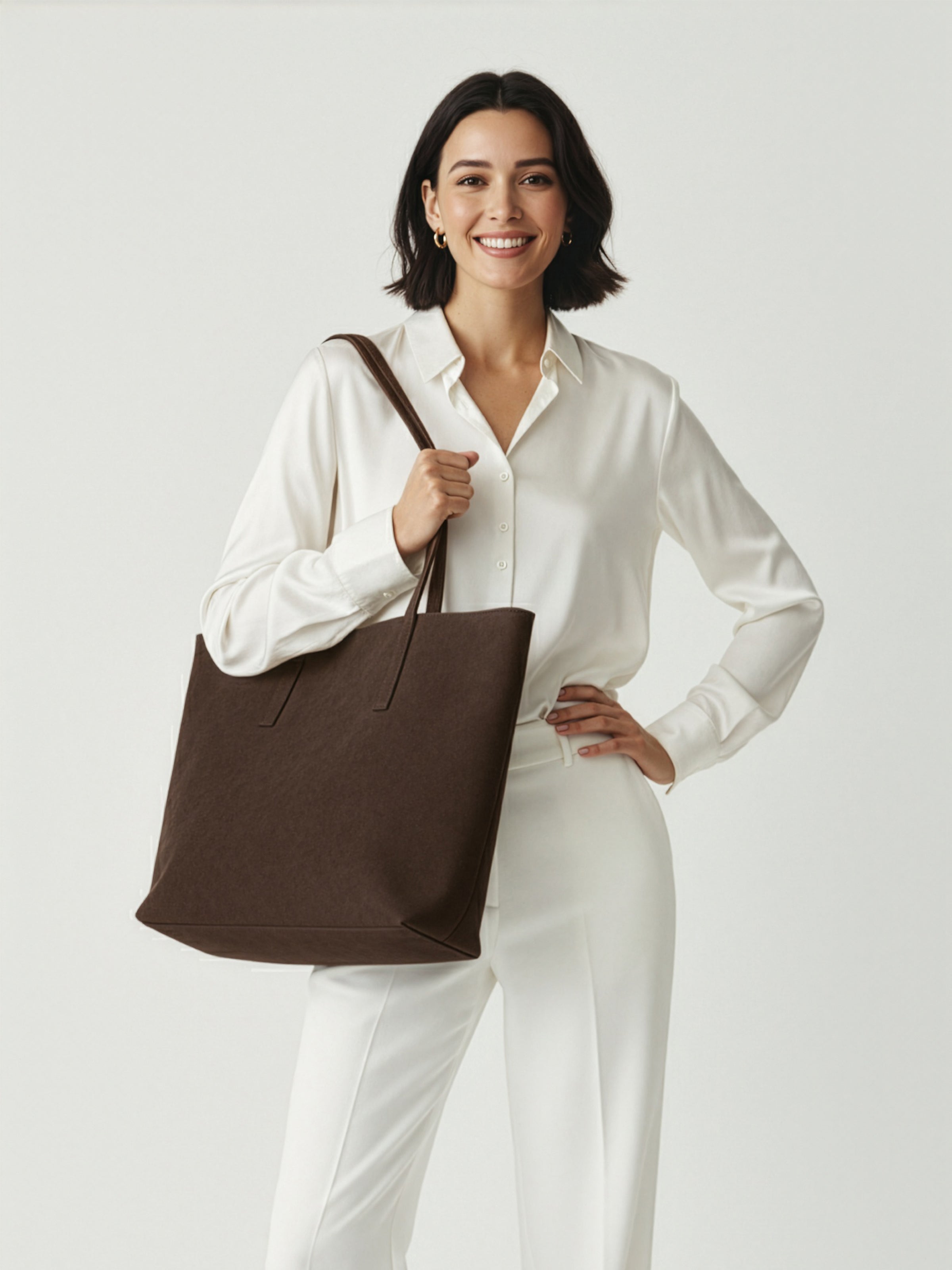 Kadın Nubuk Kumaş Su Geçirmez Büyük Boy Geniş Hacimli El ve Omuz Çantası