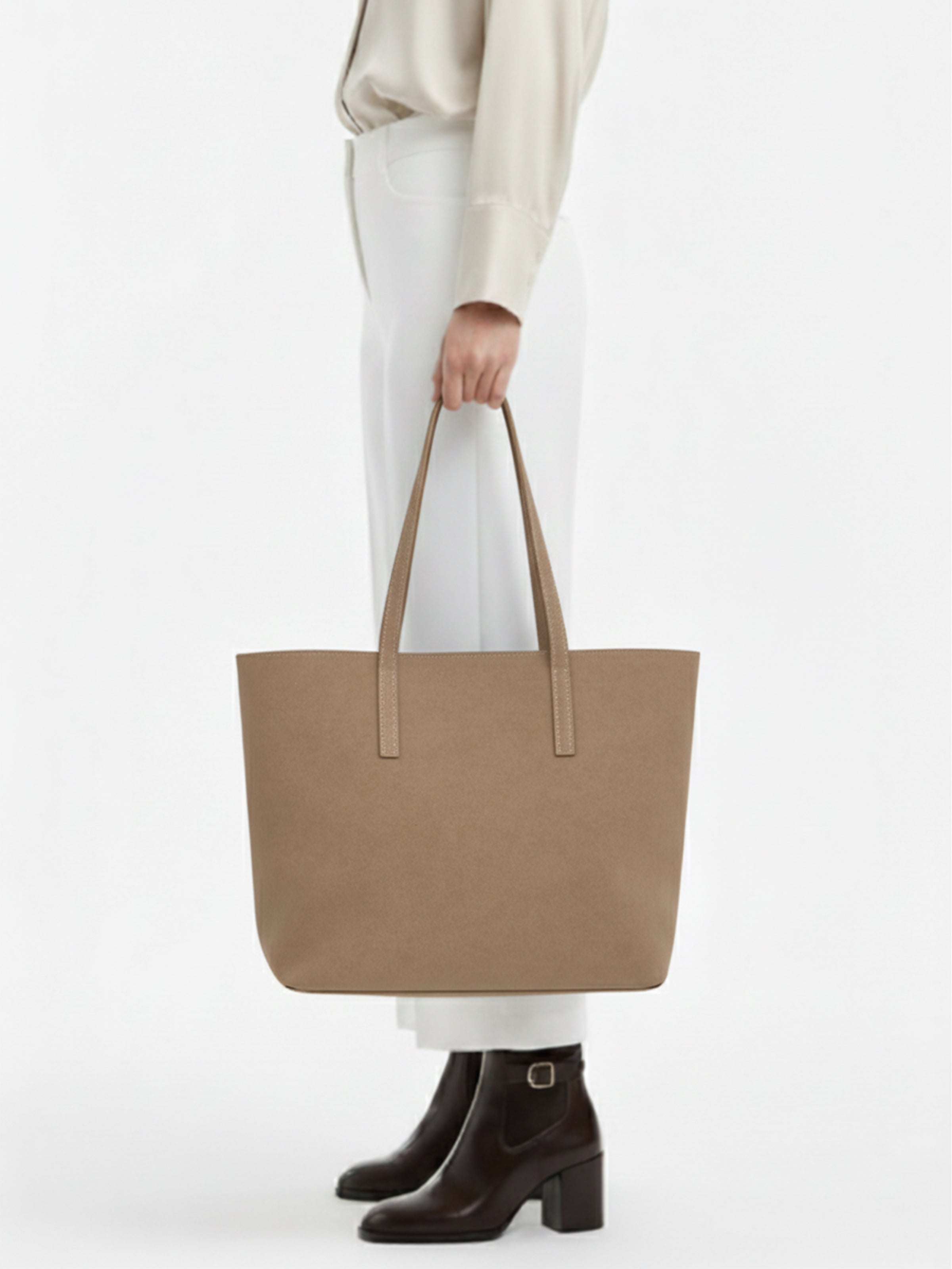 Kadın Nubuk Kumaş Su Geçirmez Büyük Boy Geniş Hacimli El ve Omuz Çantası