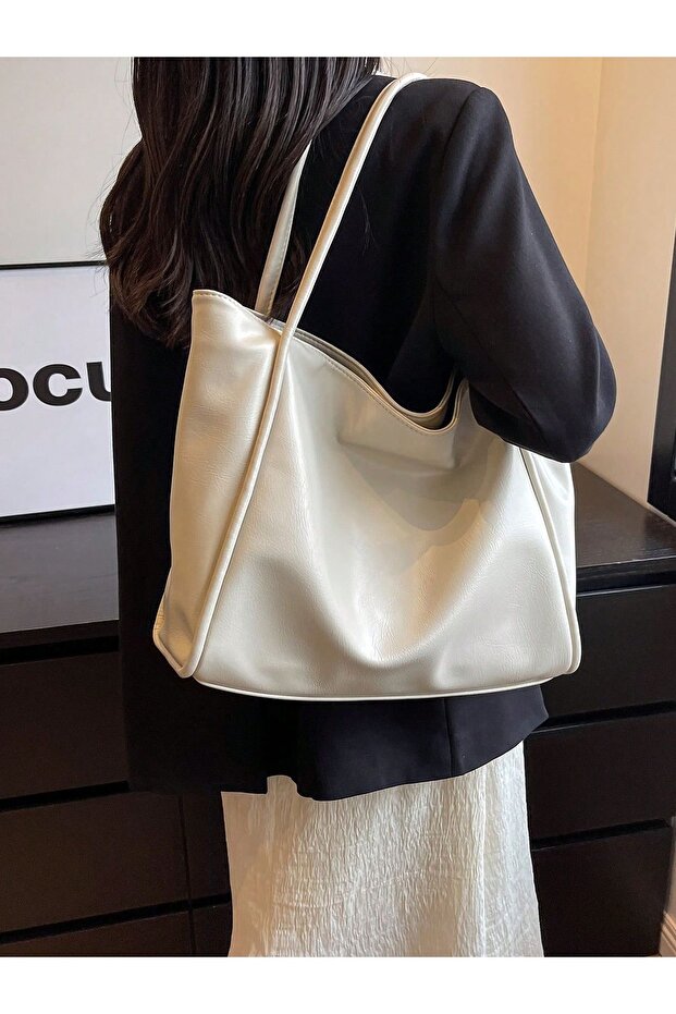 Kadın Basic Model Yumuşak Deri Büyük Boy Günlük El & Omuz & Kol Çantası