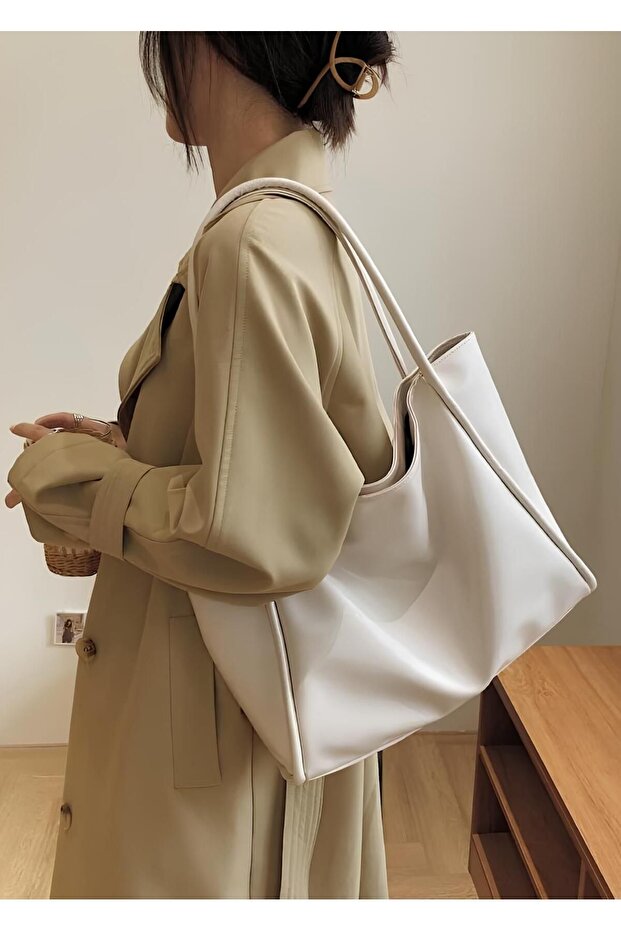 Kadın Basic Model Yumuşak Deri Büyük Boy Günlük El & Omuz & Kol Çantası