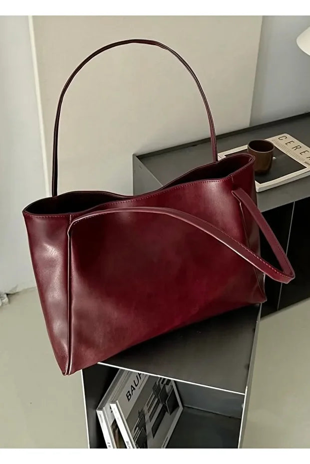 Kadın Basic Model Yumuşak Deri Büyük Boy Günlük El & Omuz & Kol Çantası