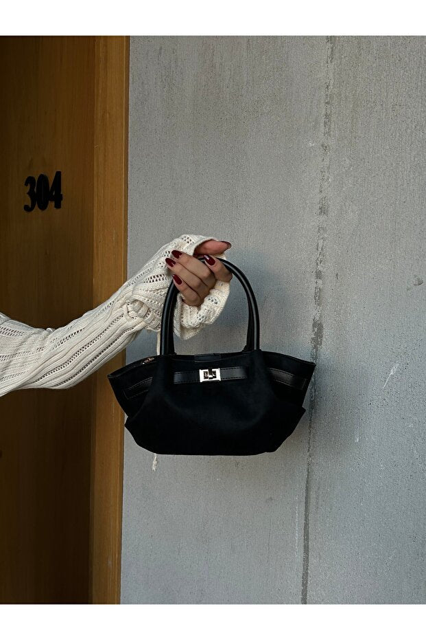 Kadın Retro Özel Kilit Aksesuarlı Kemer Tokalı Mini El ve Kol Çantası