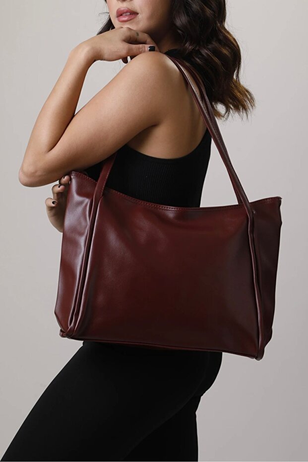 Kadın Basic Model Yumuşak Deri Büyük Boy Günlük El & Omuz & Kol Çantası