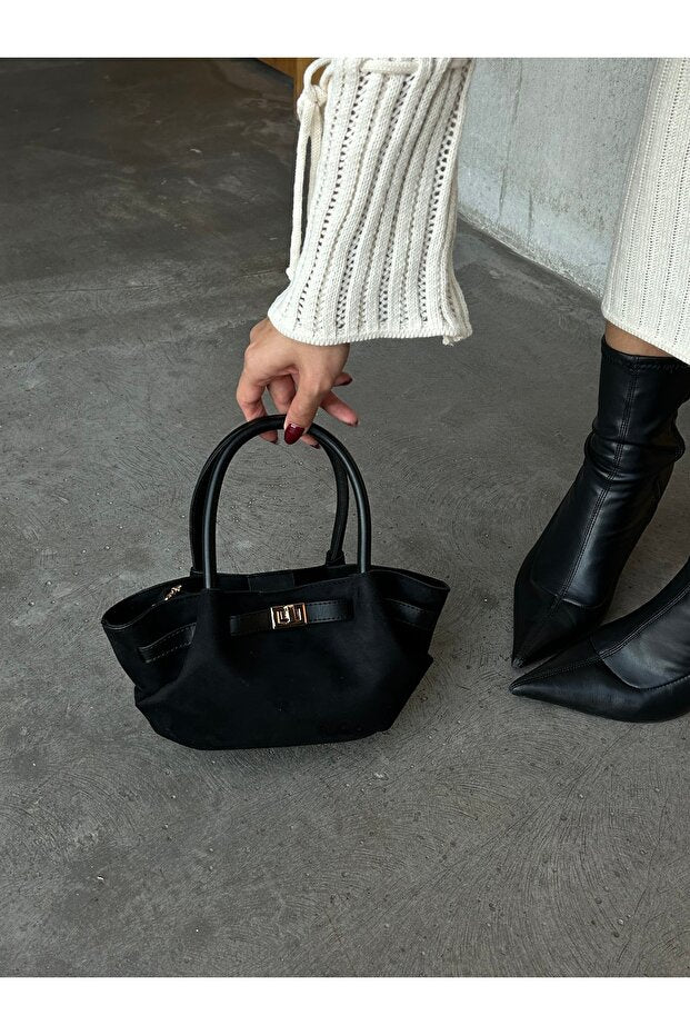 Kadın Retro Özel Kilit Aksesuarlı Kemer Tokalı Mini El ve Kol Çantası