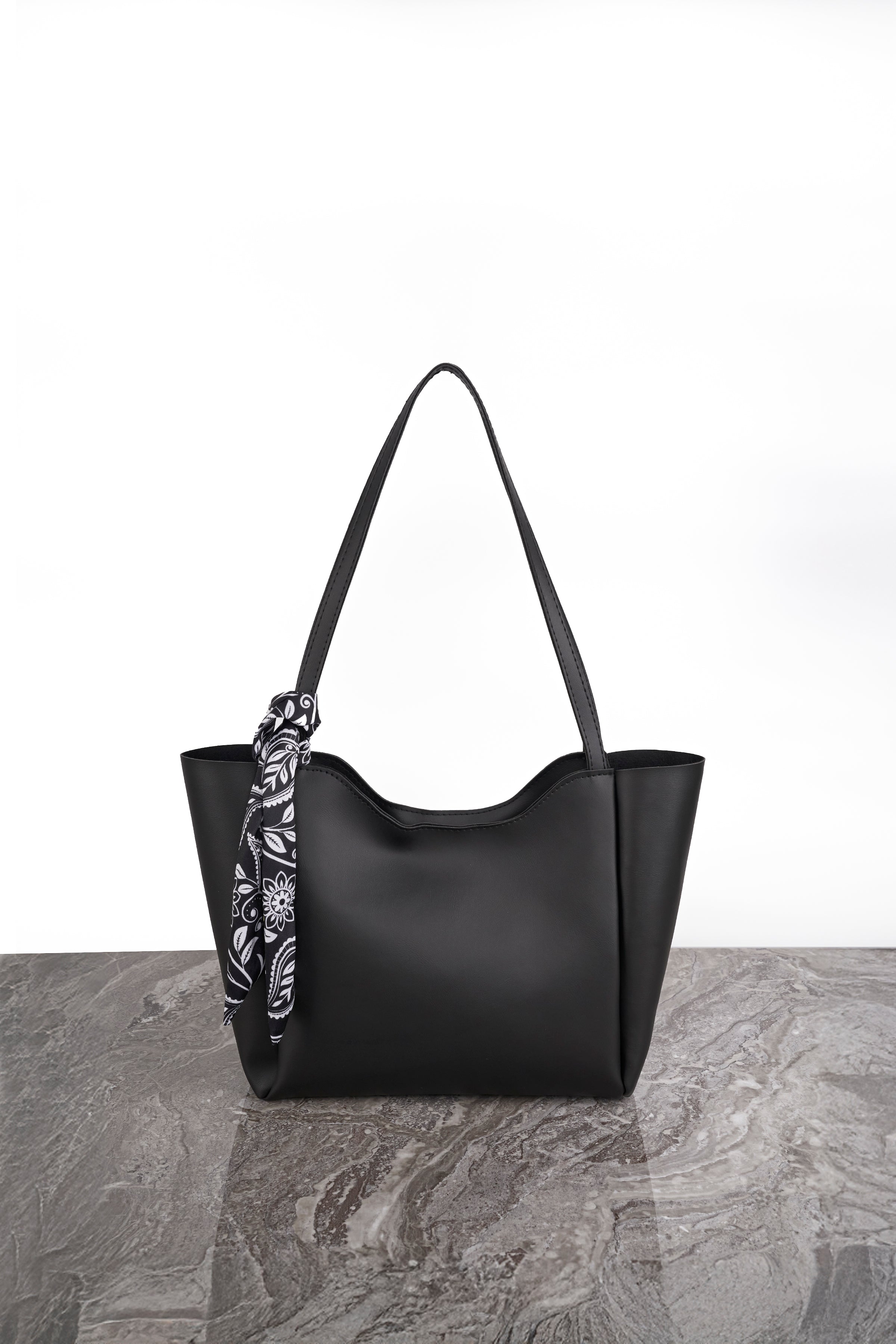 Kadın Fularlı Fermuarlı Mıknatıs Kapamalı Shopper El ve Omuz Çantası