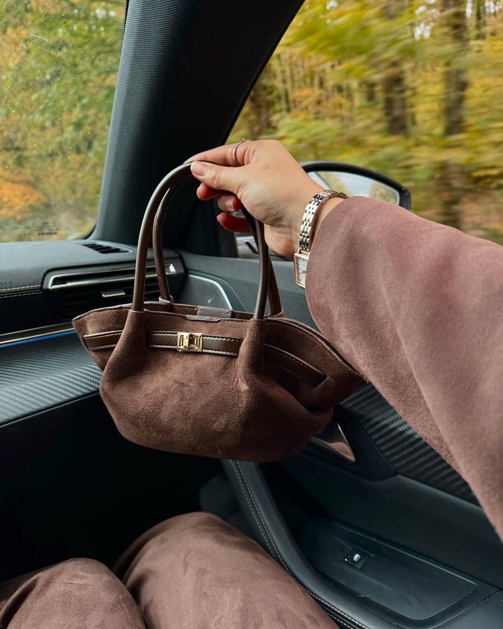 Kadın Retro Özel Kilit Aksesuarlı Kemer Tokalı Mini El ve Kol Çantası