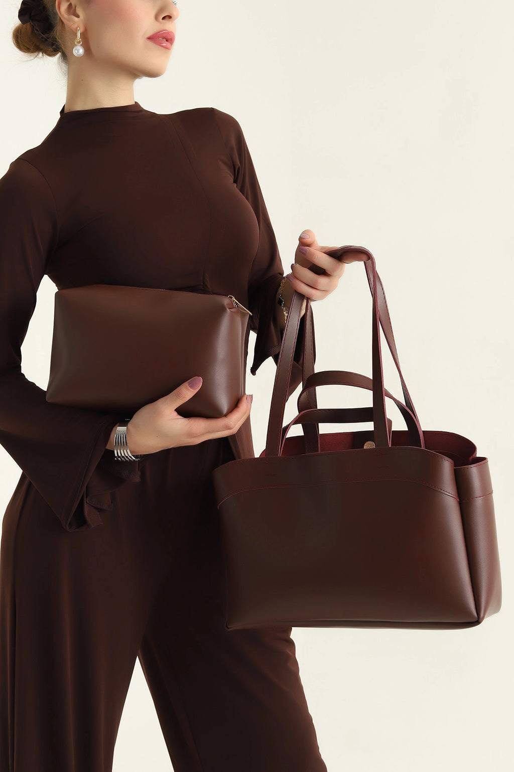 Kadın Mıknatıs Kapaklı Cüzdan Detaylı El Kol Ve Omuz Çantası