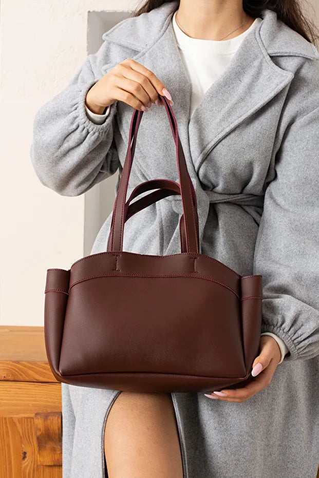 Kadın Mıknatıs Kapaklı Cüzdan Detaylı El Kol Ve Omuz Çantası