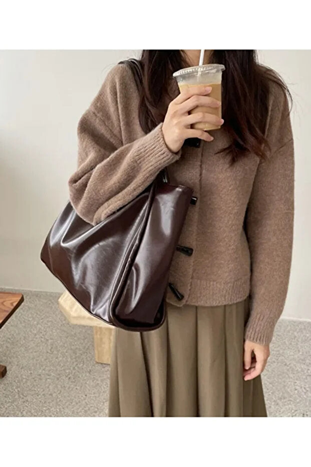 Kadın Basic Model Yumuşak Deri Büyük Boy Günlük El & Omuz & Kol Çantası