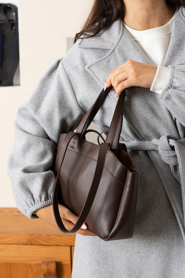 Kadın Mıknatıs Kapaklı Cüzdan Detaylı El Kol Ve Omuz Çantası