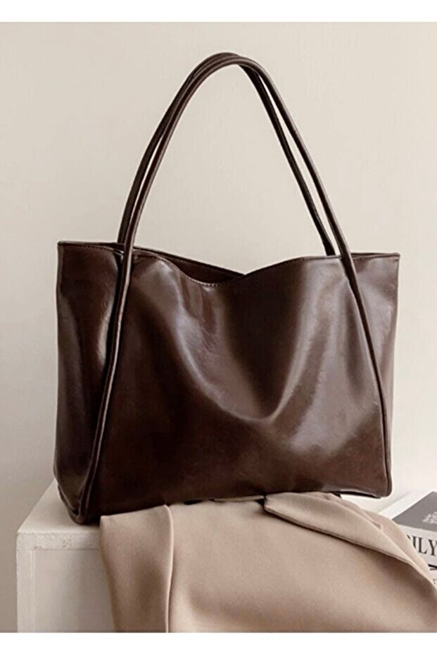 Kadın Basic Model Yumuşak Deri Büyük Boy Günlük El & Omuz & Kol Çantası