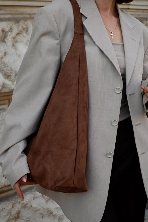 Kadın Süet Büyük Boy Omuz ve Tote Çanta - Geniş Hacim