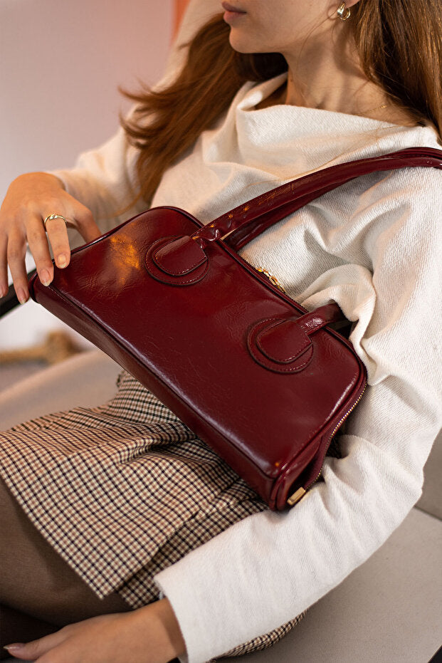 Kadın Çift Fermuarlı Uzun Saplı Baget Model El & Kol & Omuz Çantası