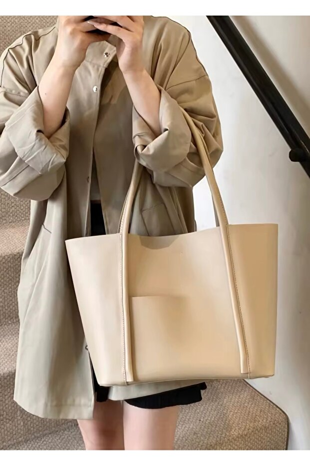 Kadın Ön Cepli Mıknatıs Kapaklı Cüzdan Detaylı El Kol Ve Omuz Çantası