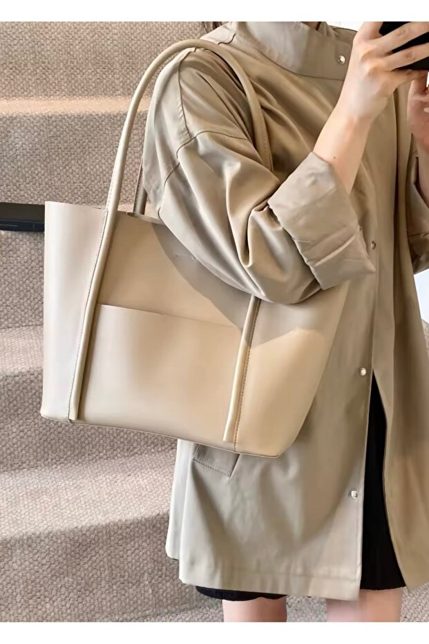 Kadın Ön Cepli Mıknatıs Kapaklı Cüzdan Detaylı El Kol Ve Omuz Çantası