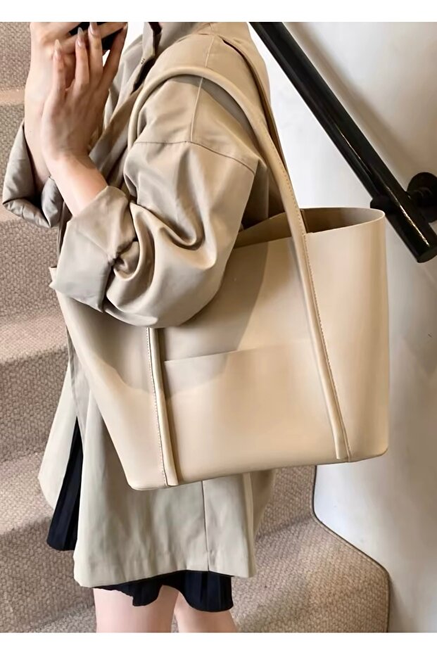 Kadın Ön Cepli Mıknatıs Kapaklı Cüzdan Detaylı El Kol Ve Omuz Çantası