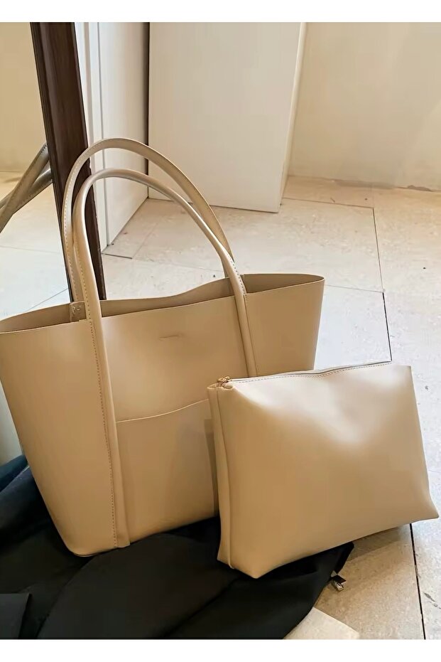 Kadın Ön Cepli Mıknatıs Kapaklı Cüzdan Detaylı El Kol Ve Omuz Çantası