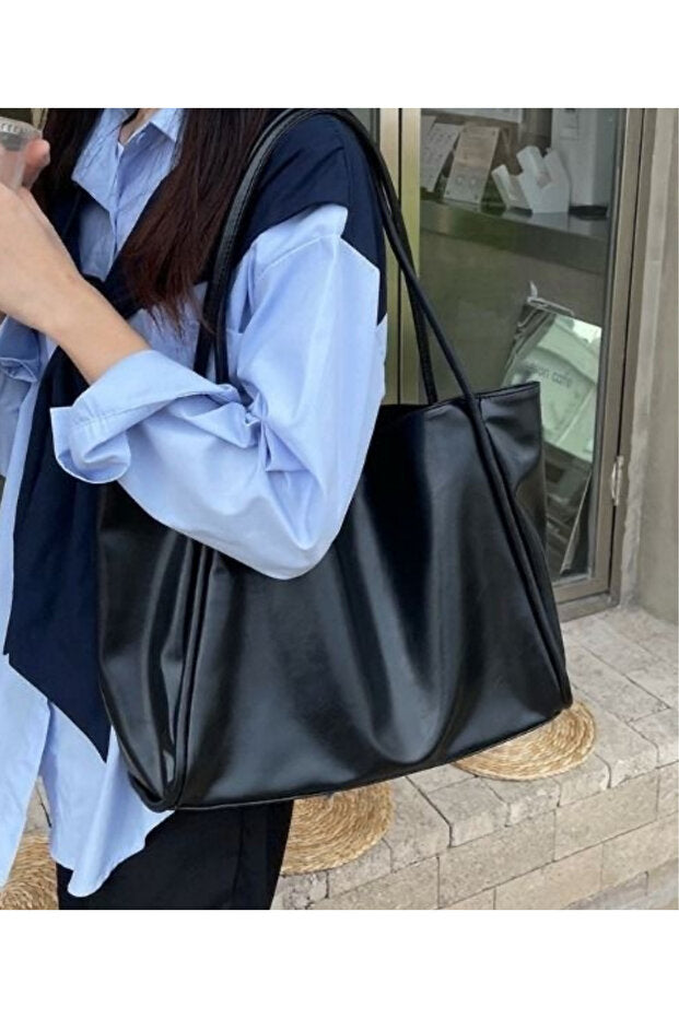 Kadın Basic Model Yumuşak Deri Büyük Boy Günlük El & Omuz & Kol Çantası