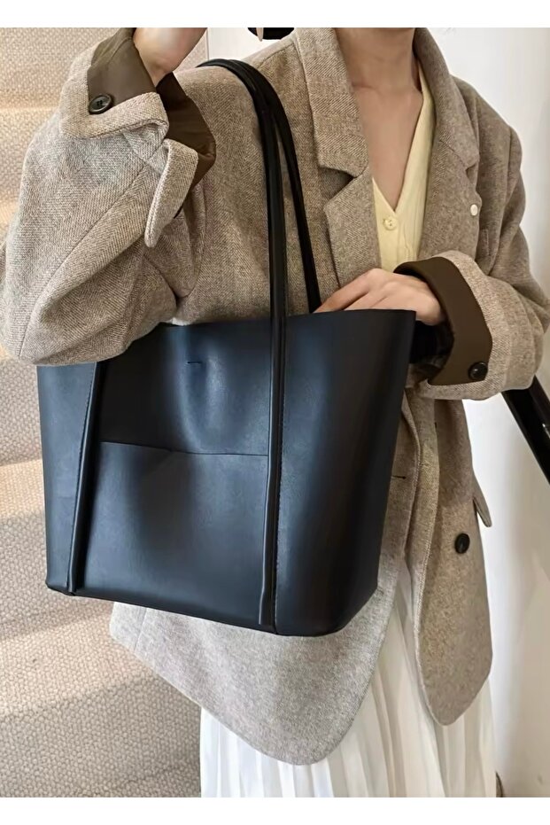 Kadın Ön Cepli Mıknatıs Kapaklı Cüzdan Detaylı El Kol Ve Omuz Çantası