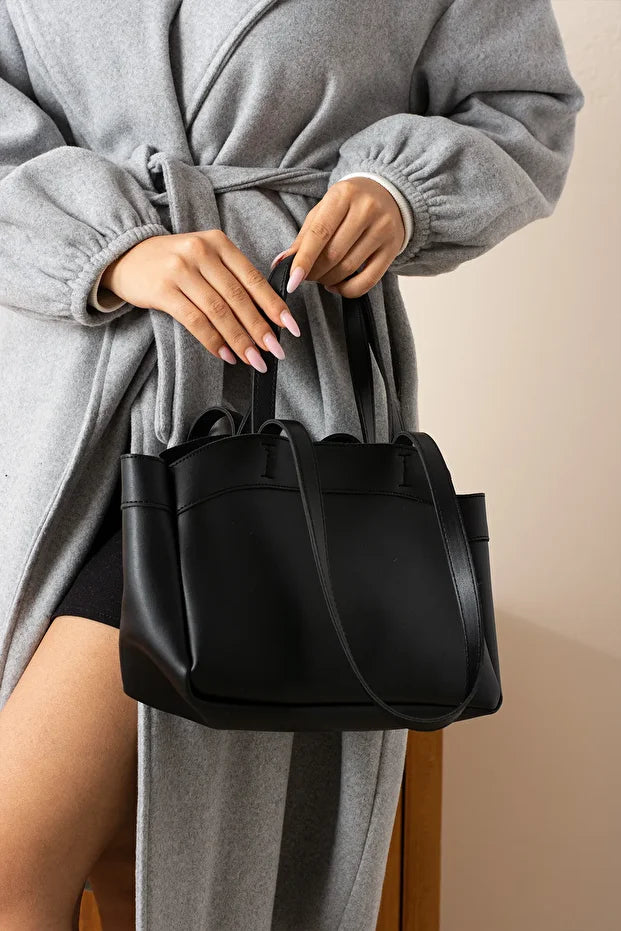 Kadın Mıknatıs Kapaklı Cüzdan Detaylı El Kol Ve Omuz Çantası