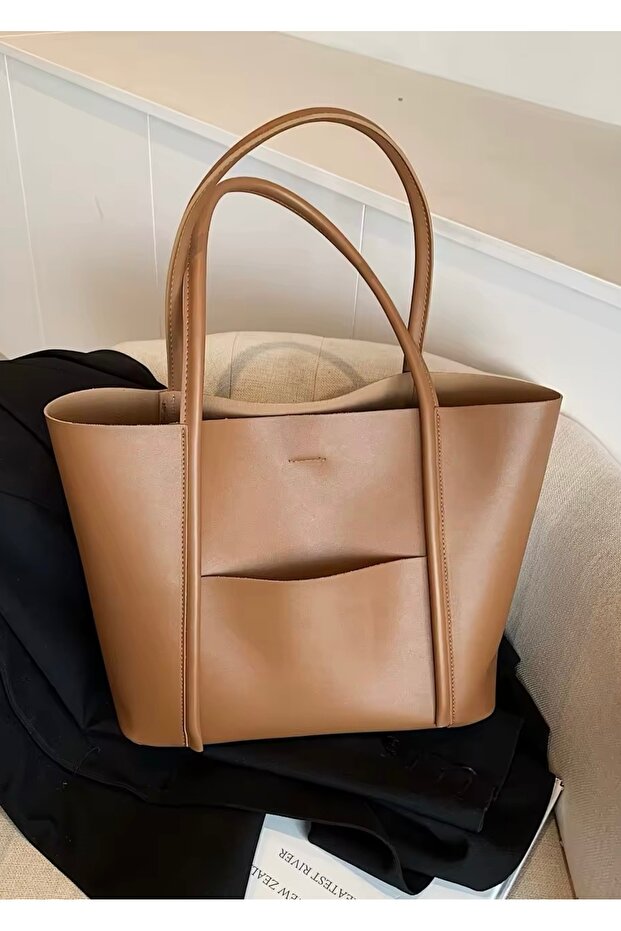 Kadın Ön Cepli Mıknatıs Kapaklı Cüzdan Detaylı El Kol Ve Omuz Çantası