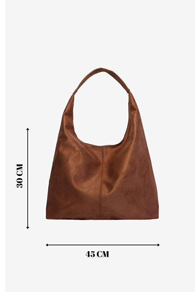Kadın Süet Büyük Boy Omuz ve Tote Çanta - Geniş Hacim