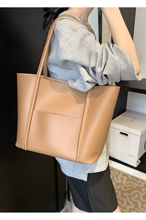 Kadın Ön Cepli Mıknatıs Kapaklı Cüzdan Detaylı El Kol Ve Omuz Çantası