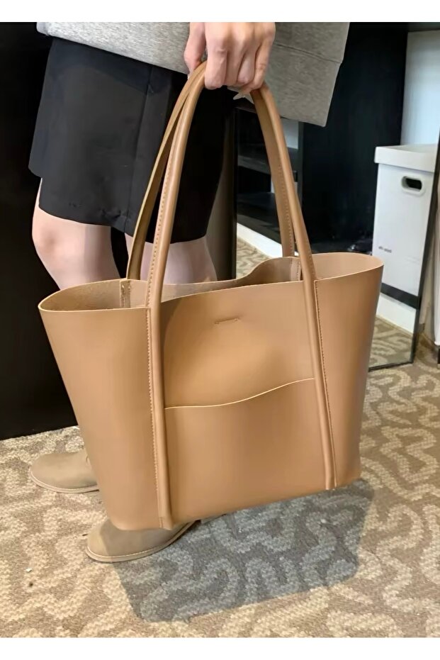 Kadın Ön Cepli Mıknatıs Kapaklı Cüzdan Detaylı El Kol Ve Omuz Çantası