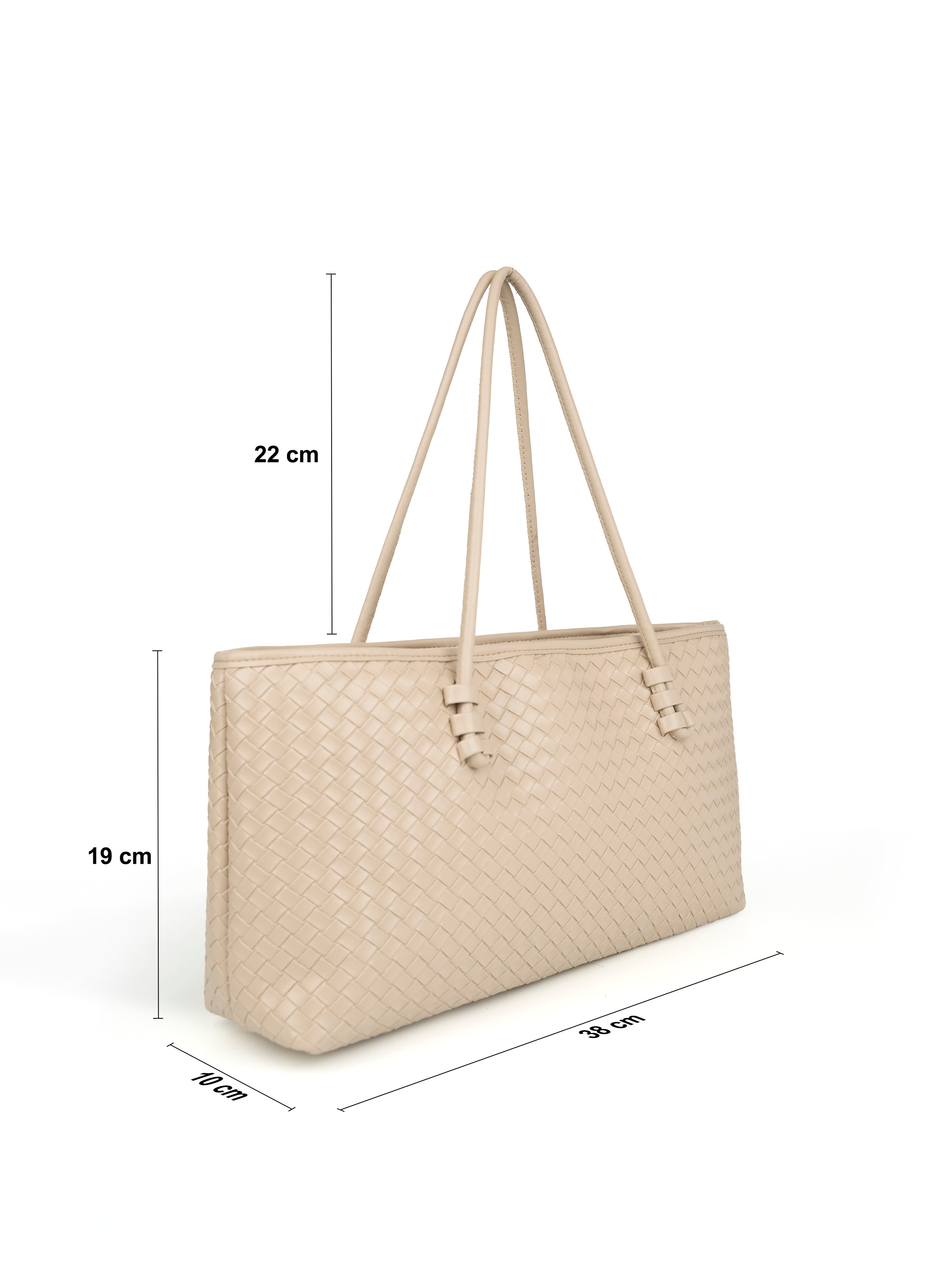 Kadın Uzun Tote Model Fermuarlı Örgülü Deri El Kol Ve Omuz Çantası Nadi Model